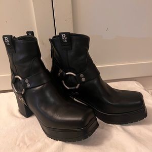 New R13 Black Leather Harness Boots 40